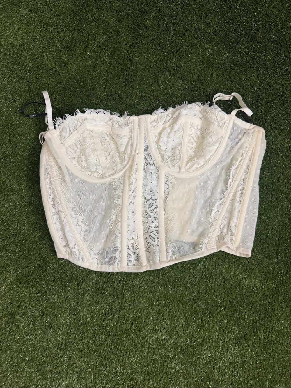 Forever 21 Cream Lace Bustier Top